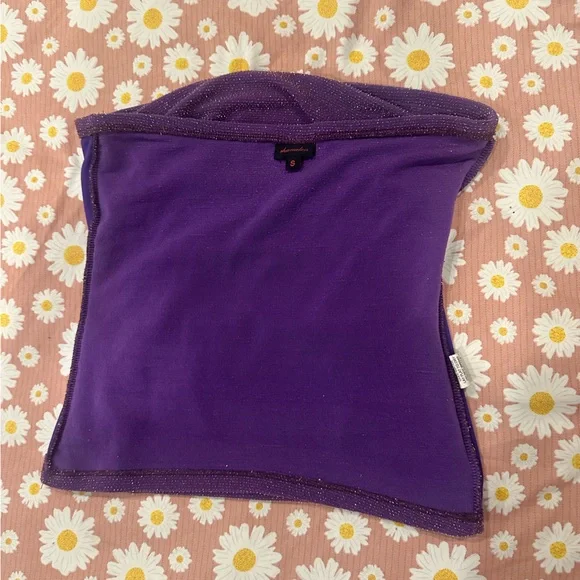 Gold sparkly Purple Ruched Y2K vintage tube top - Picture 3 of 11